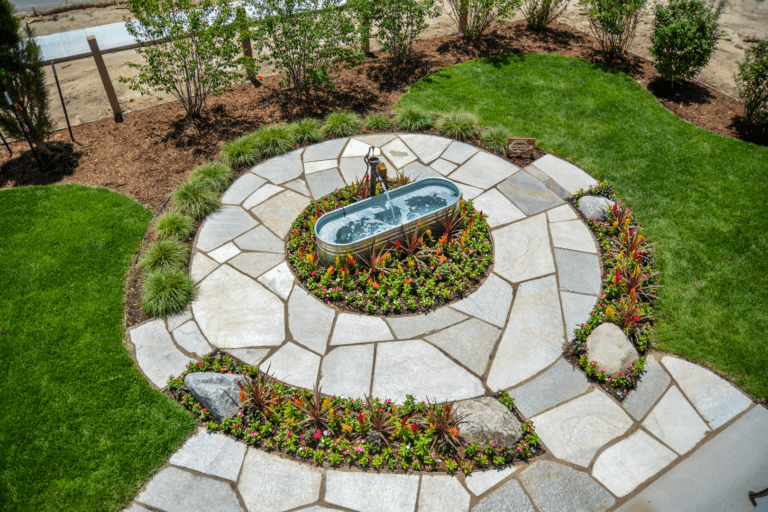 Paved Patio with Water Feature