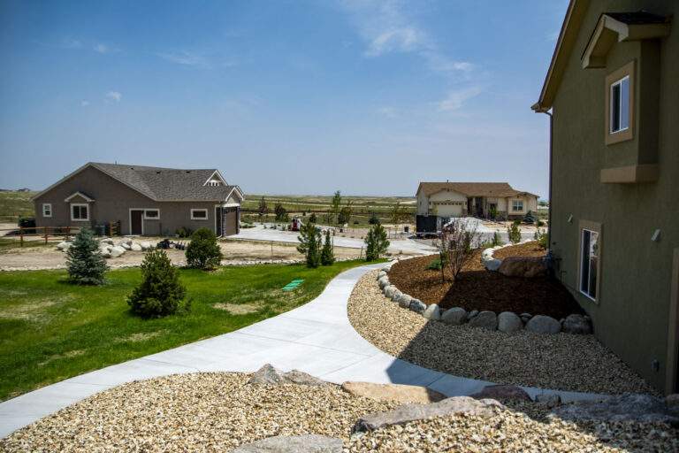 Retaining Wall with Mulch & Rock