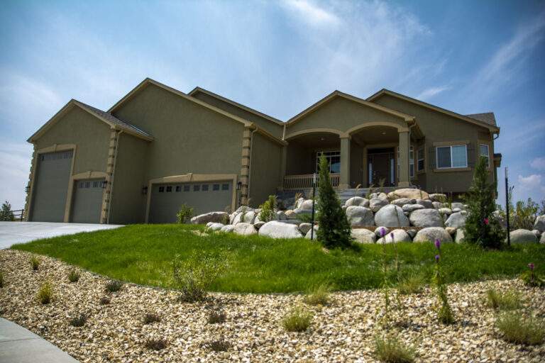 Front Retaining Wall with Native Grass