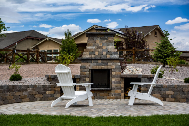 paver rotunda with fireplace