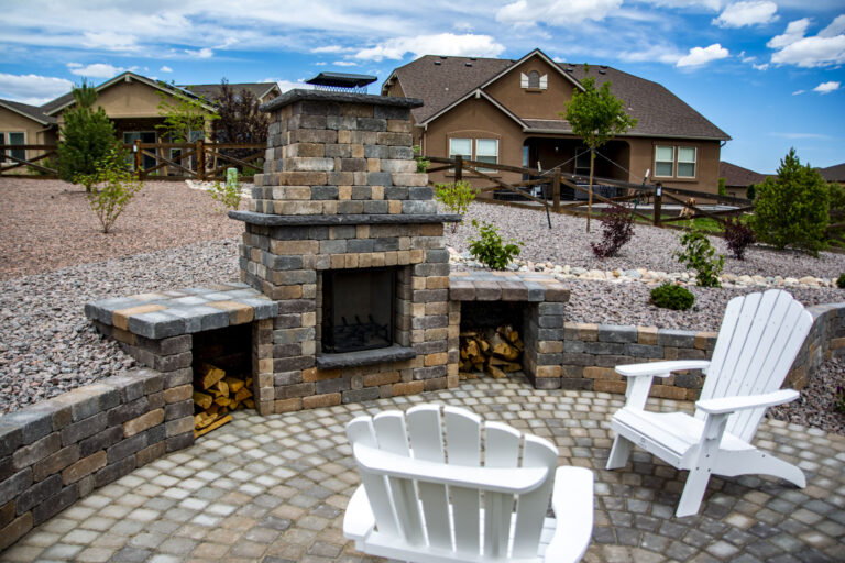 outdoor stone fireplace