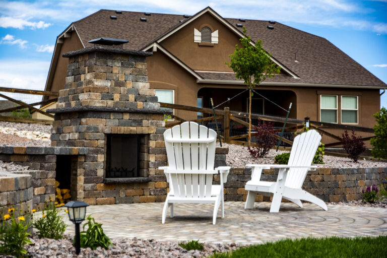 outdoor stone fireplace