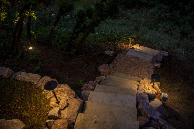 evening lighting stone stepper