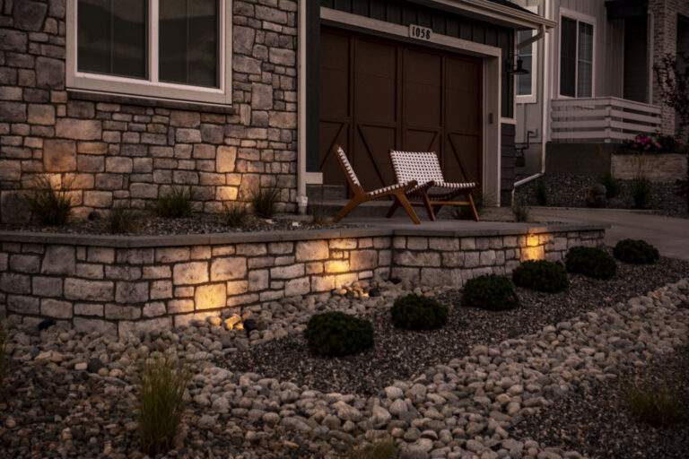 lighting front retaining wall