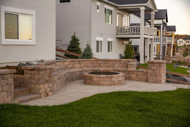 stone fireplace patio