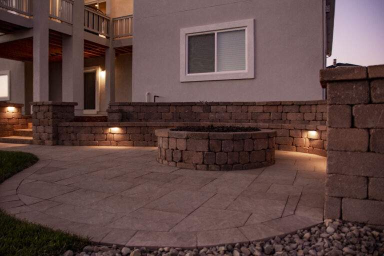 stone firepit at night