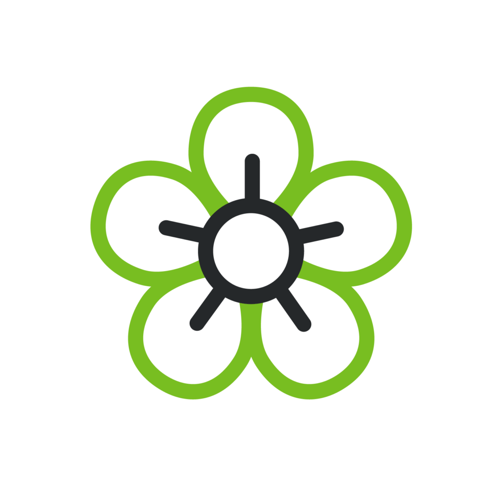 green and black flower icon