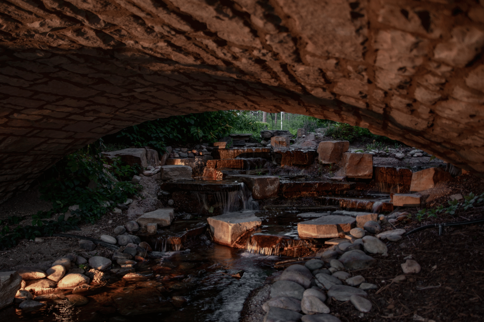 Water Feature with luxury outdoor lighting